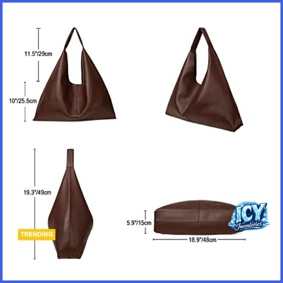 Vegan Leather Tote Bag, Oversized Hobo, Large Work Bag - Picture 4 of 7